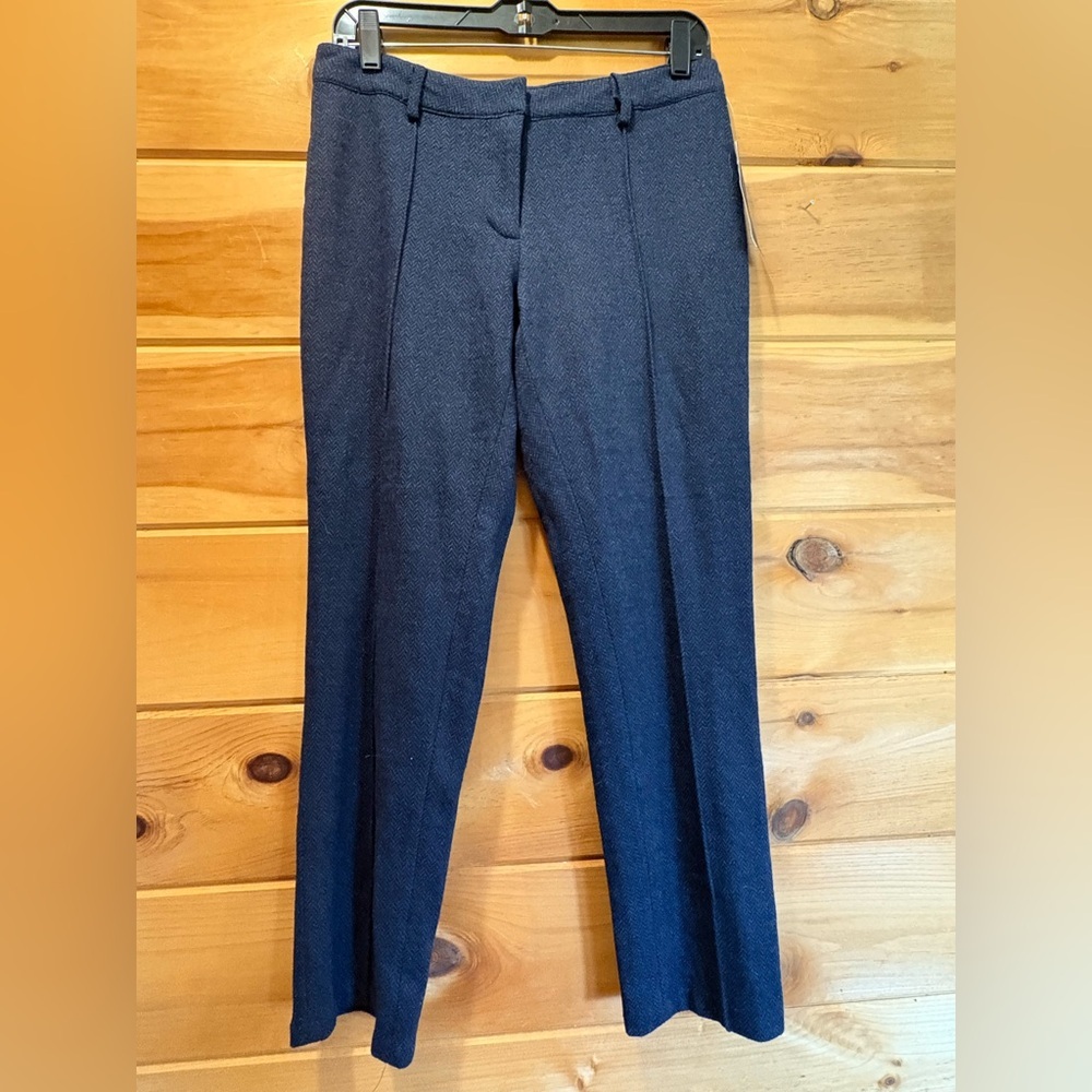 Tommy Hilfiger Navy Textured Wool Blend Dress Pants Peacoat/Multi size 8 NWT